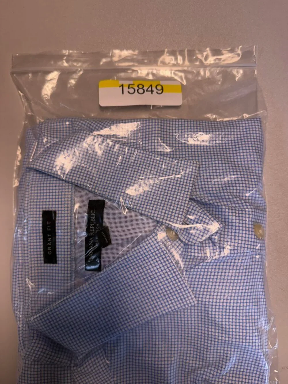 BANANA REPUBLIC Men's Grant-Fit Non-Iron Check Shirt Size M In Blue